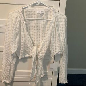 NWT Bella Dahl white tie front crop top. Size Small
